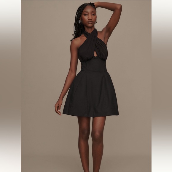 Anthropologie Dresses & Skirts - Anthropologie Glam Coquette Halter Fit & Flare Mini Dress NWT Medium Black LBD